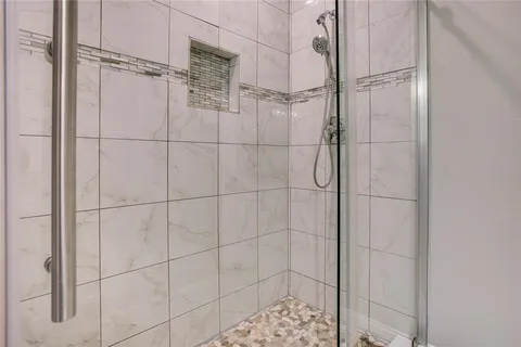a bathroom with a shower