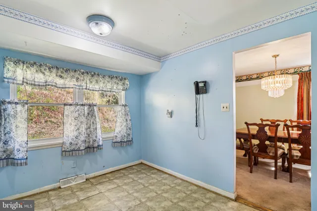a view of a livingroom with a chair and potted plant