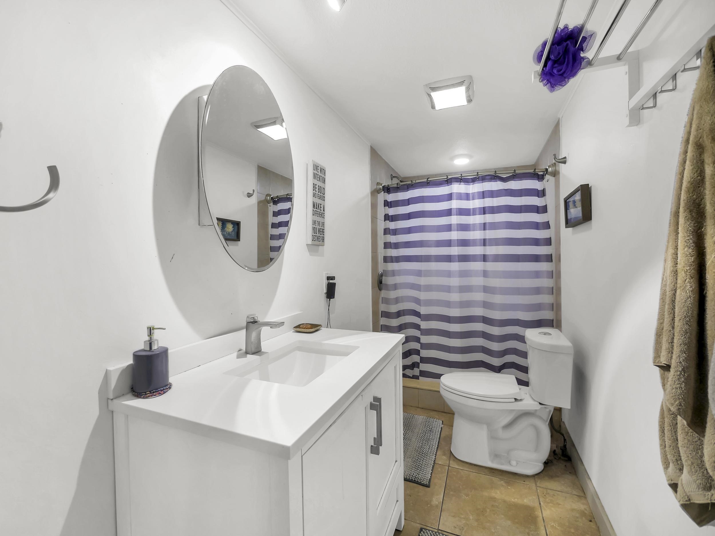 8 Davis Street St. Augustine, FL 32084 - Photo 15 of 36 a bathroom with a sink vanity mirror and toilet