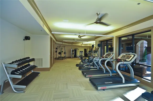 a view of a room with gym equipment