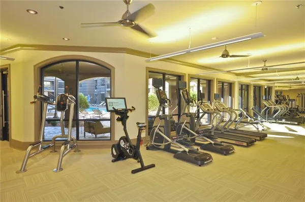 a view of a room with gym equipment