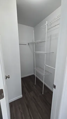 a view of an empty walk in closet