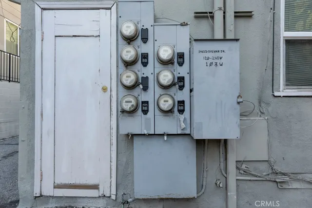 a view of a house with a large window