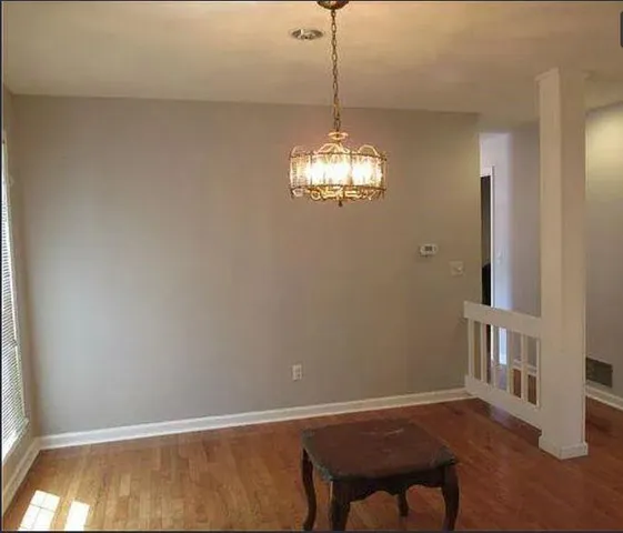 a view of a livingroom with a chandelier