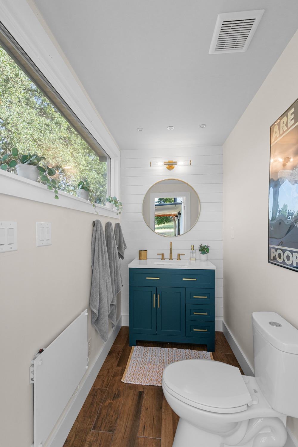 14883 Vaira Ranch Road Drytown, CA 95699 - Photo 17 of 60 a bathroom with a toilet a sink and a mirror