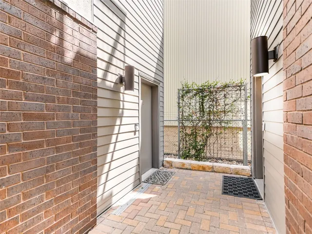 a view of a room with windows