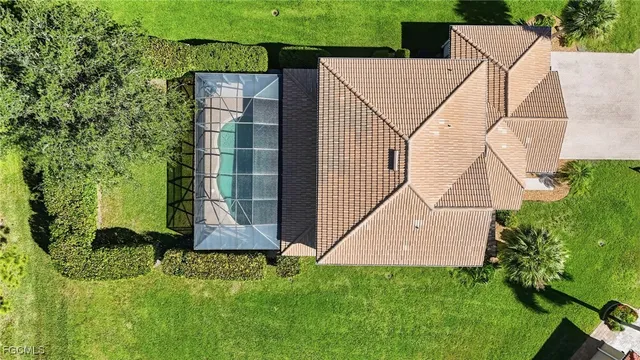 an aerial view of a house