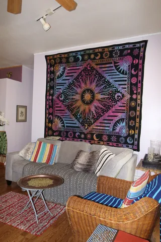 a living room with furniture and a couch