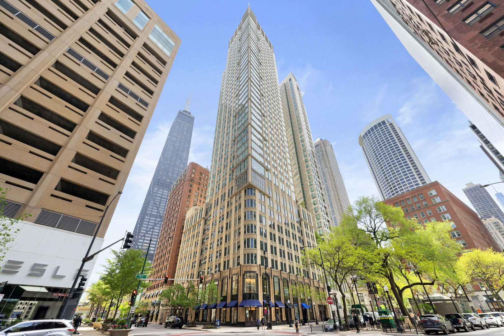 a view of a tall building