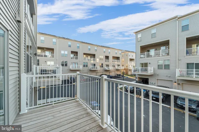 a view of a building from a balcony