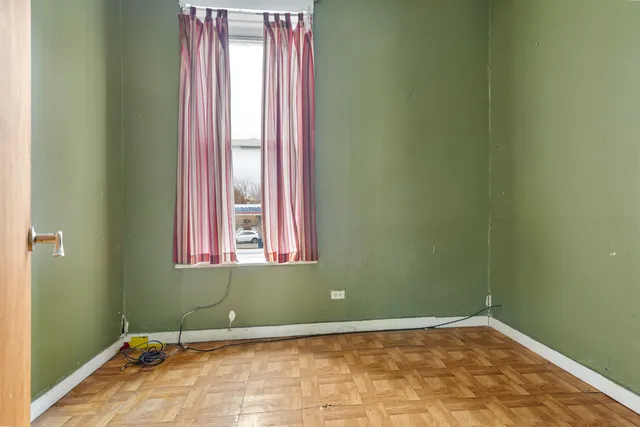 a view of a room with a window