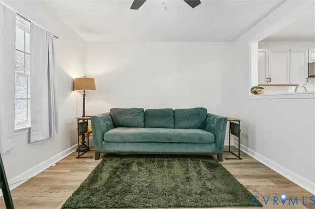 a living room with furniture and a rug