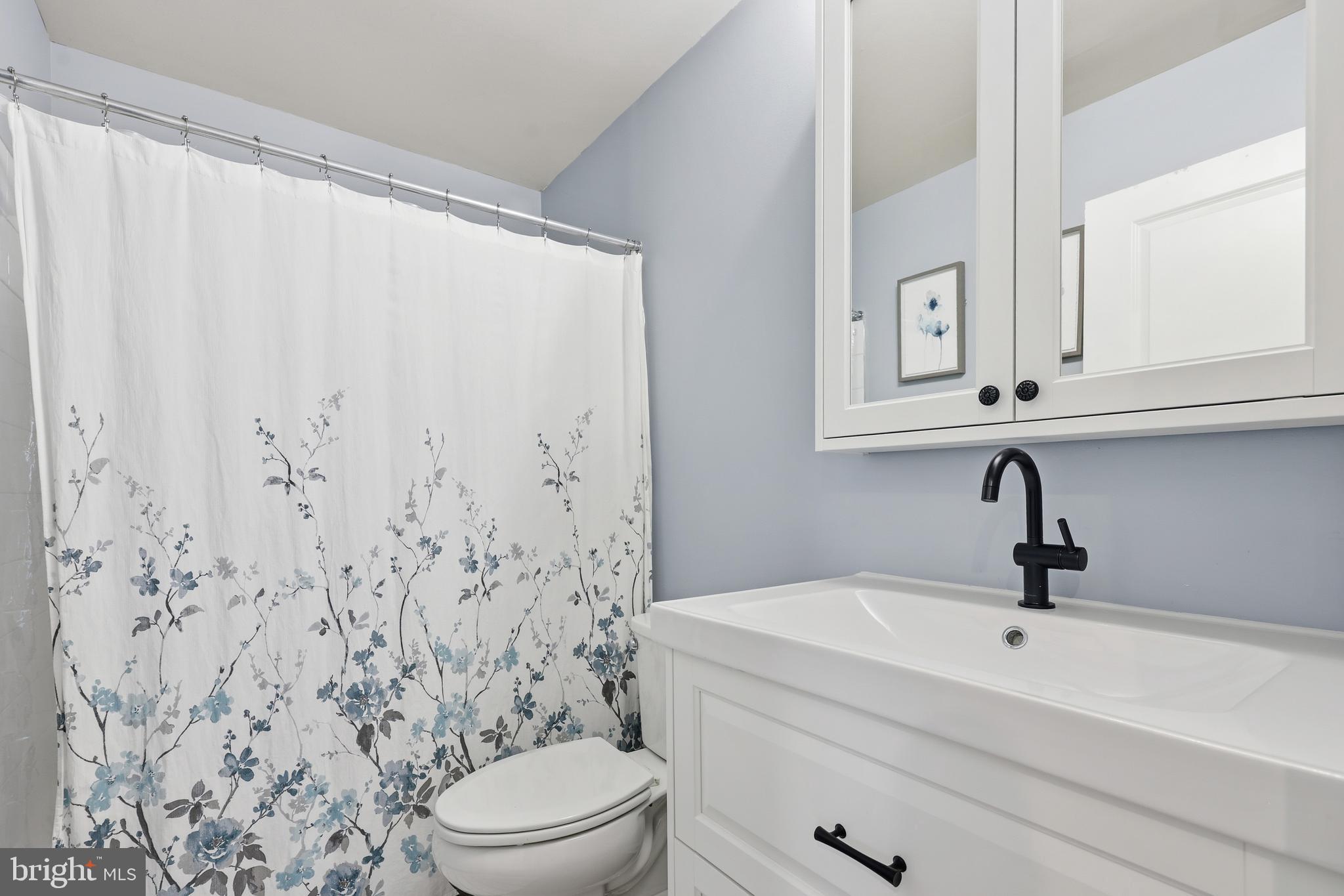 18319 Summit Pointe Drive Triangle, VA 22172 - Photo 23 of 40 a bathroom with a sink a toilet and shower curtain