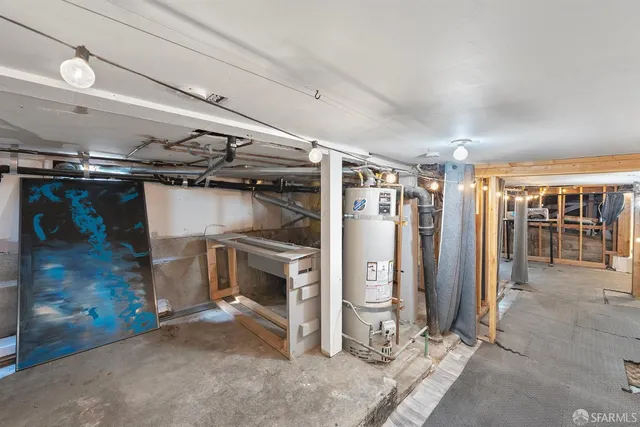 a view of a room with wooden walls