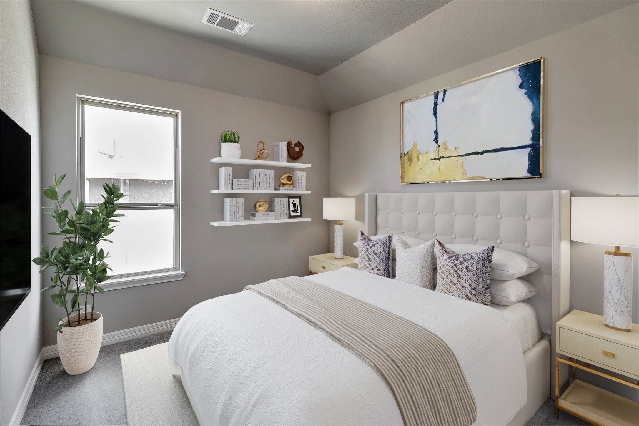 30827 Swift Hill Waller, TX 77484 - Photo 13 of 19 a bedroom with a bed and potted plant