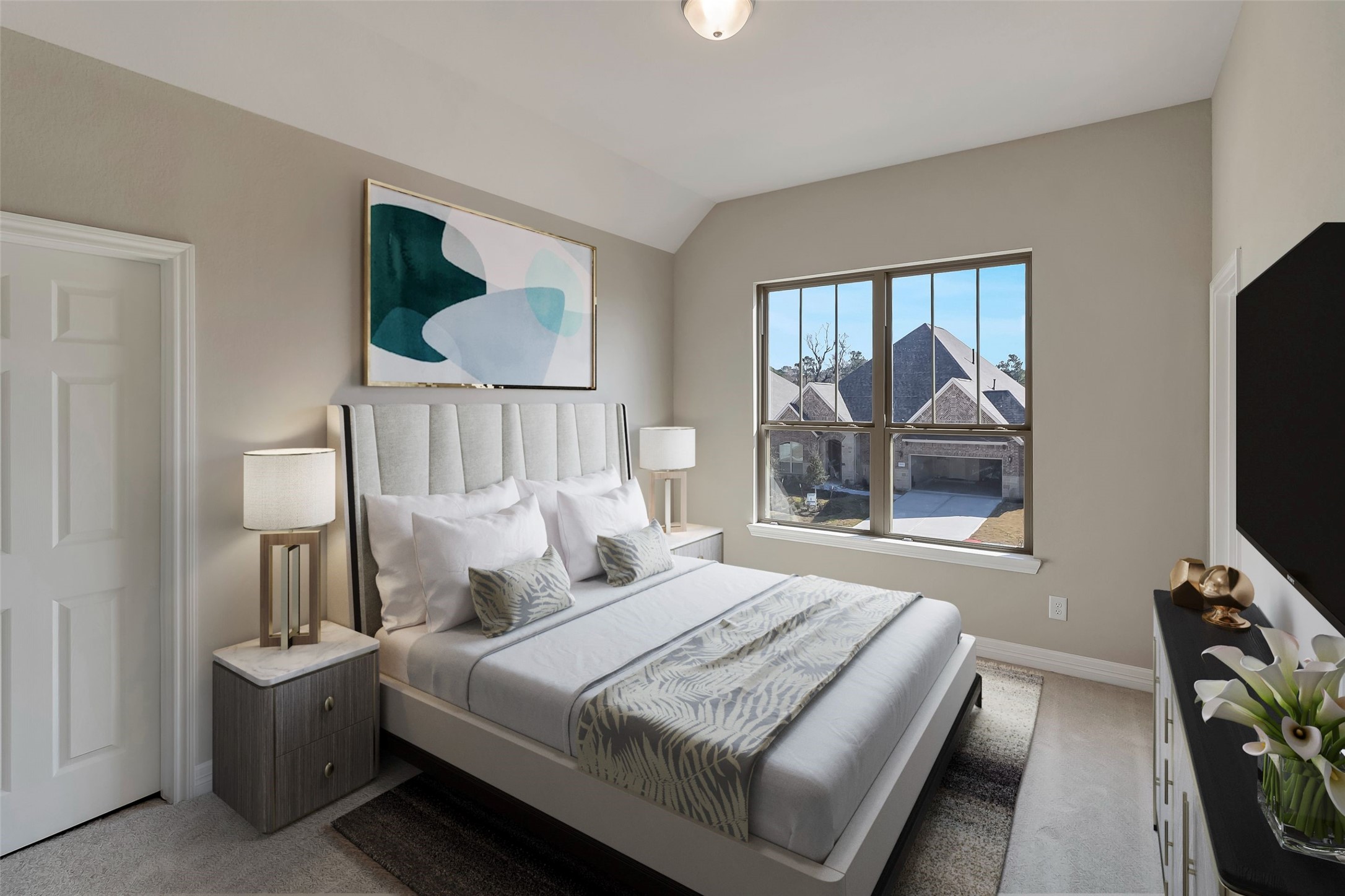 30827 Swift Hill Waller, TX 77484 - Photo 9 of 19 a bedroom with a bed and a flat screen tv