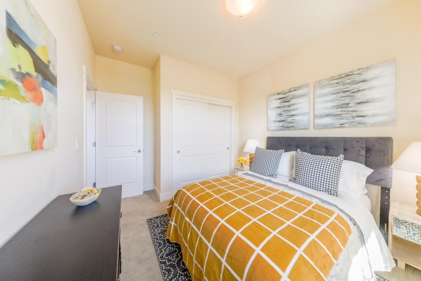 1095 Interlaken Terrace Sunnyvale, CA 94089 - Photo 21 of 25 a bedroom with a bed and a painting on the wall