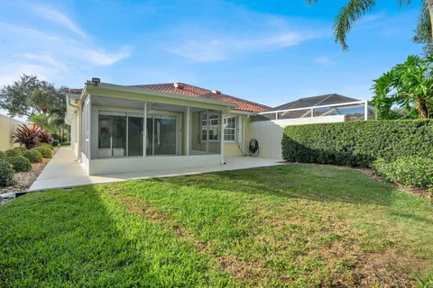 a view of a backyard with large trees