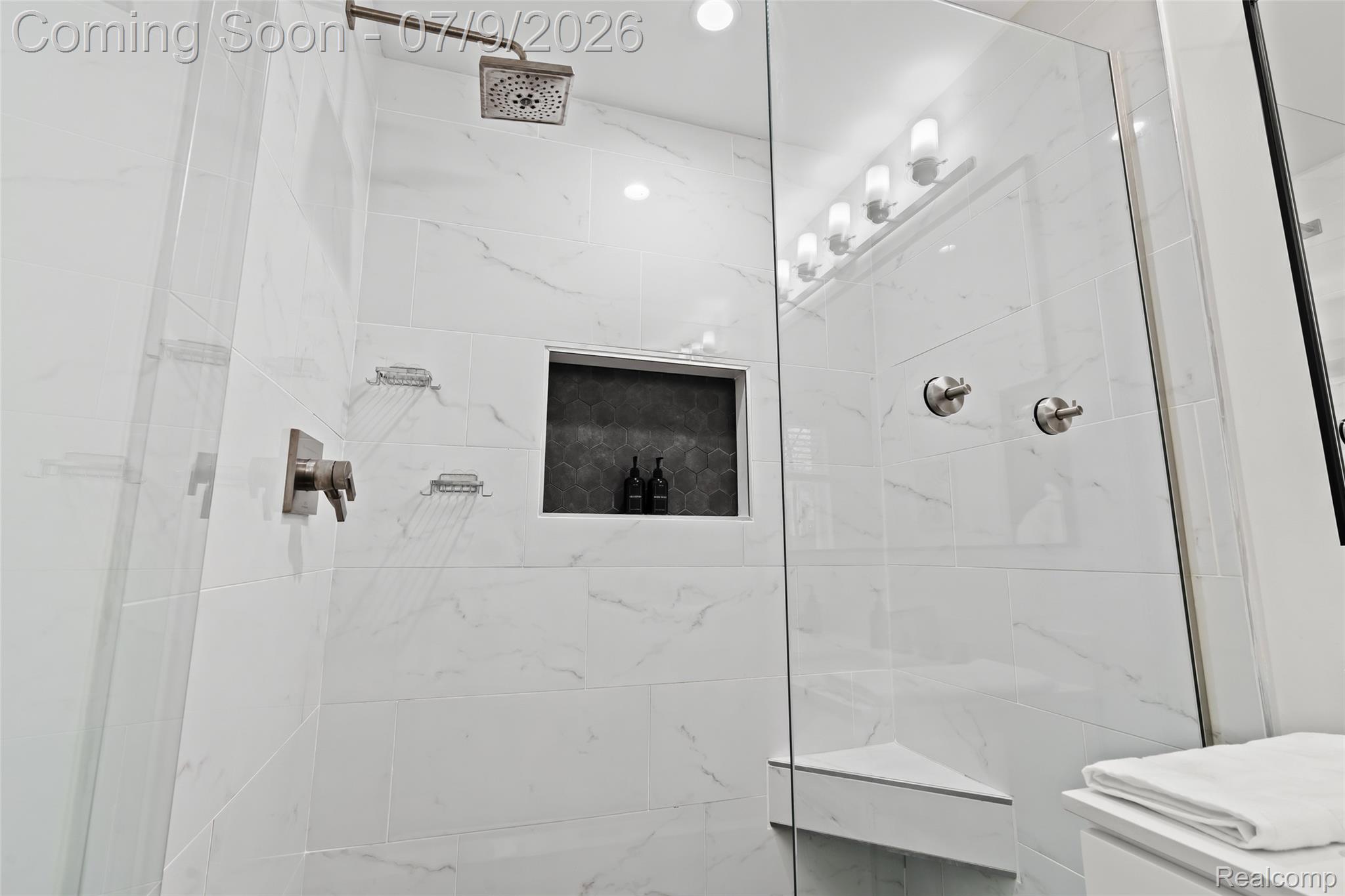 2566 Harrington Road Rochester, MI 48307 - Photo 36 of 64 Porcelain tile luxury shower with rainfall shower head in master bathroom