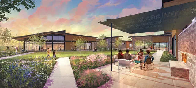 an outdoor space with garden view