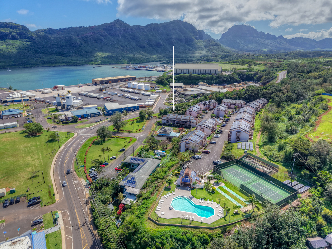 an aerial view of residential house with outdoor space and river