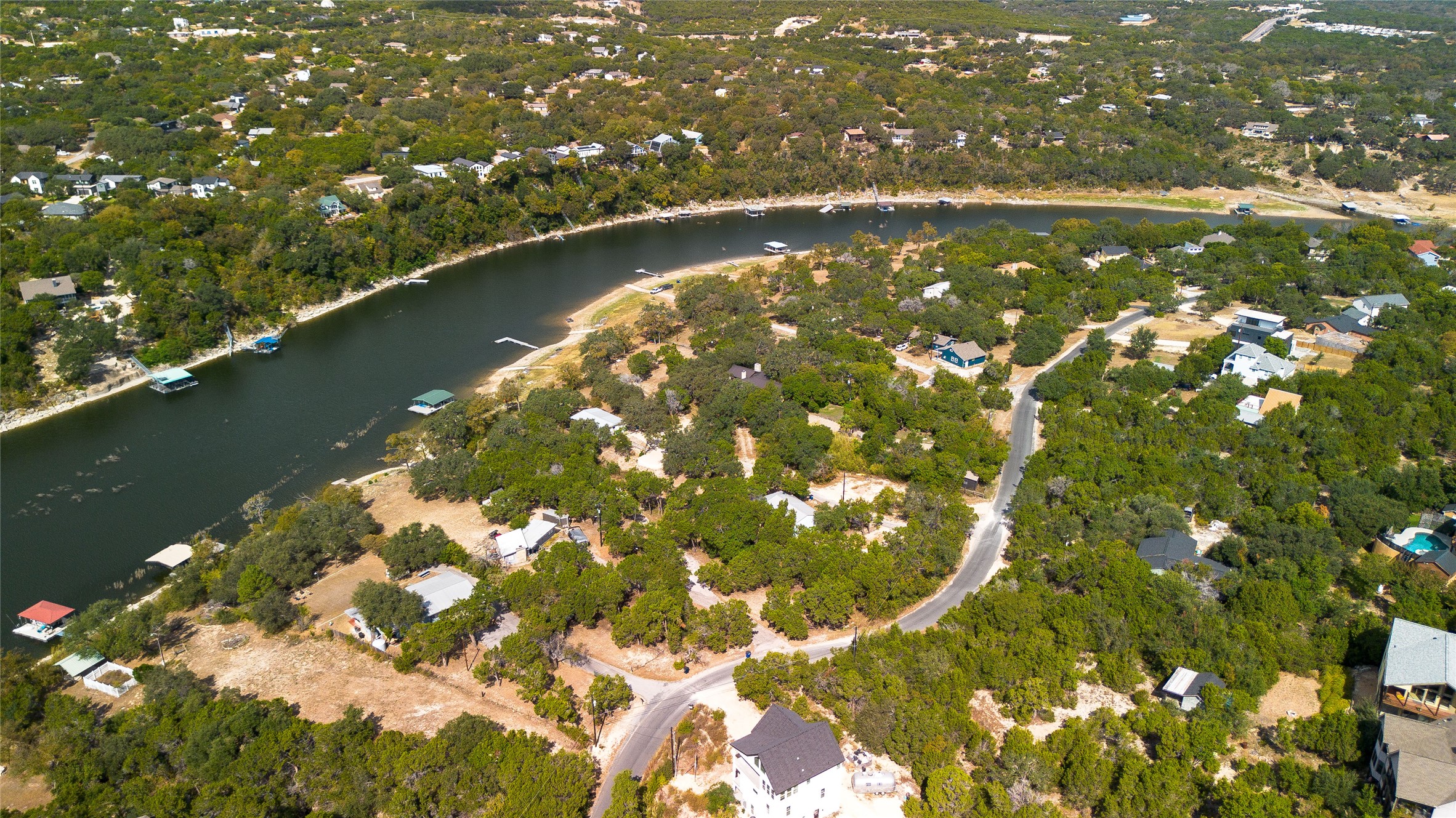 11104 Beach Road Leander, TX 78641 - Photo 11 of 21 Aerial overview of property's location with a large body of water