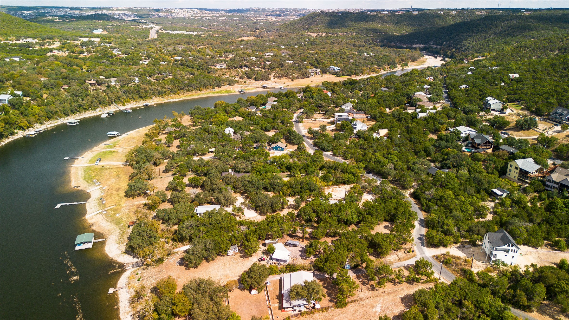 11104 Beach Road Leander, TX 78641 - Photo 13 of 21 Aerial view of property and surrounding area with a large body of water