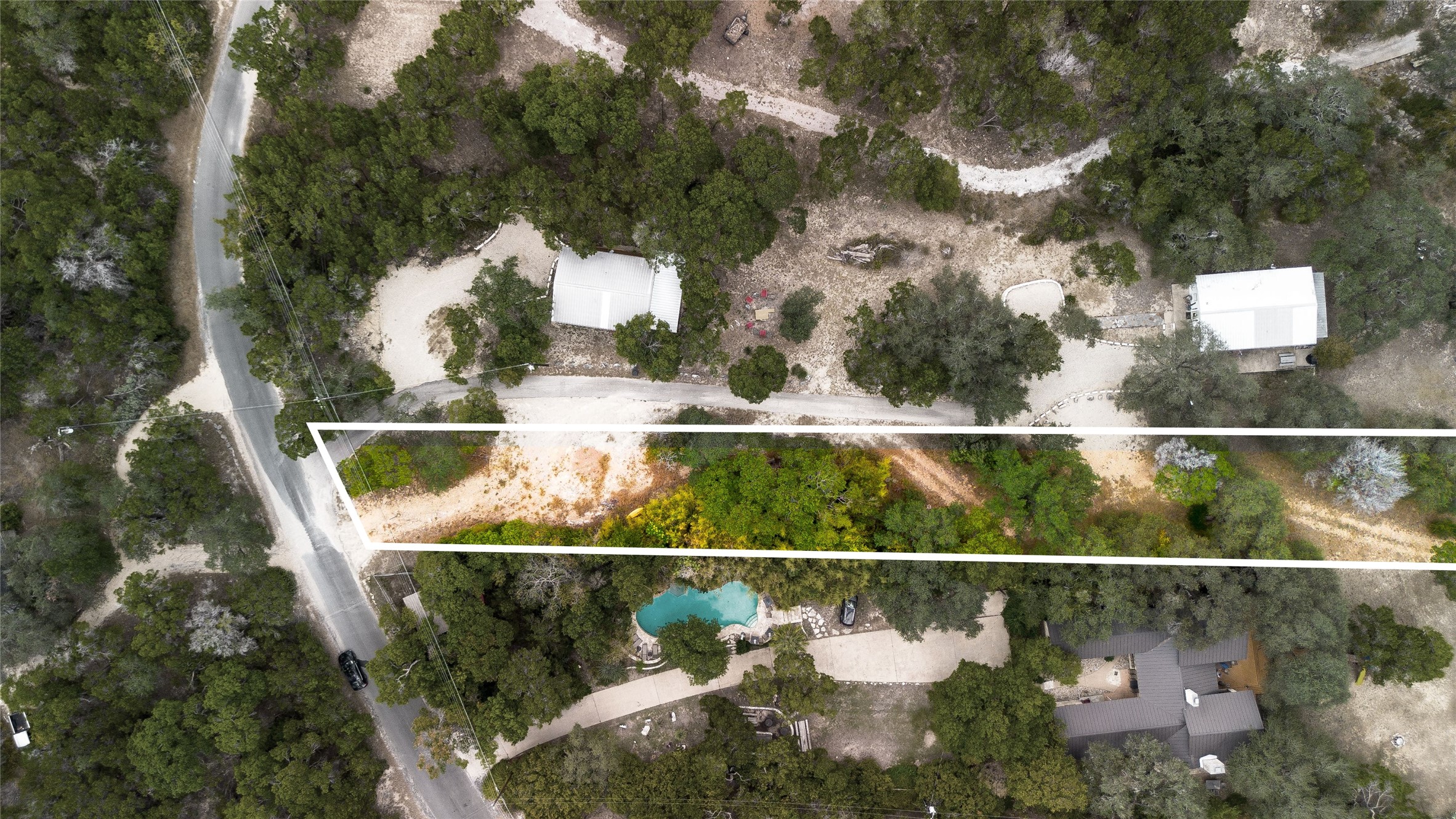 11104 Beach Road Leander, TX 78641 - Photo 7 of 21 Aerial overview of property's location with property parcel outlined