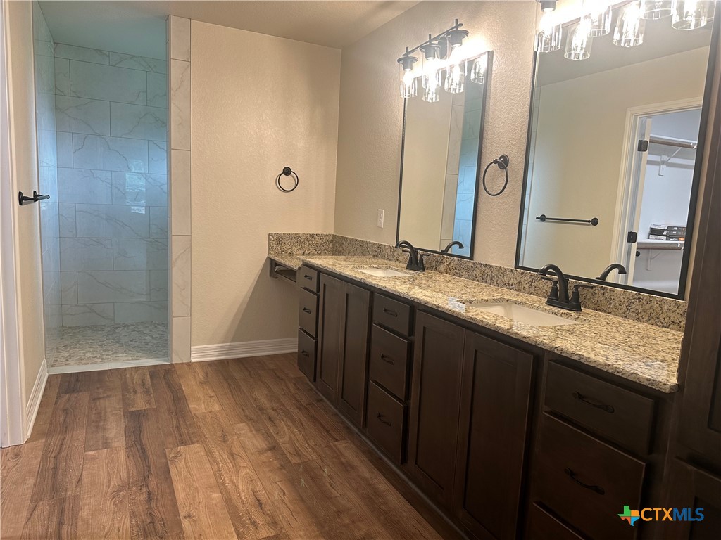 2003 Edna Lane Troy, TX 76579 - Photo 13 of 18 a bathroom with a double vanity sink and mirror