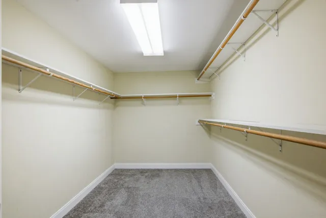 a view of a room with racks on the wall