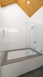 a bathroom with a bathtub