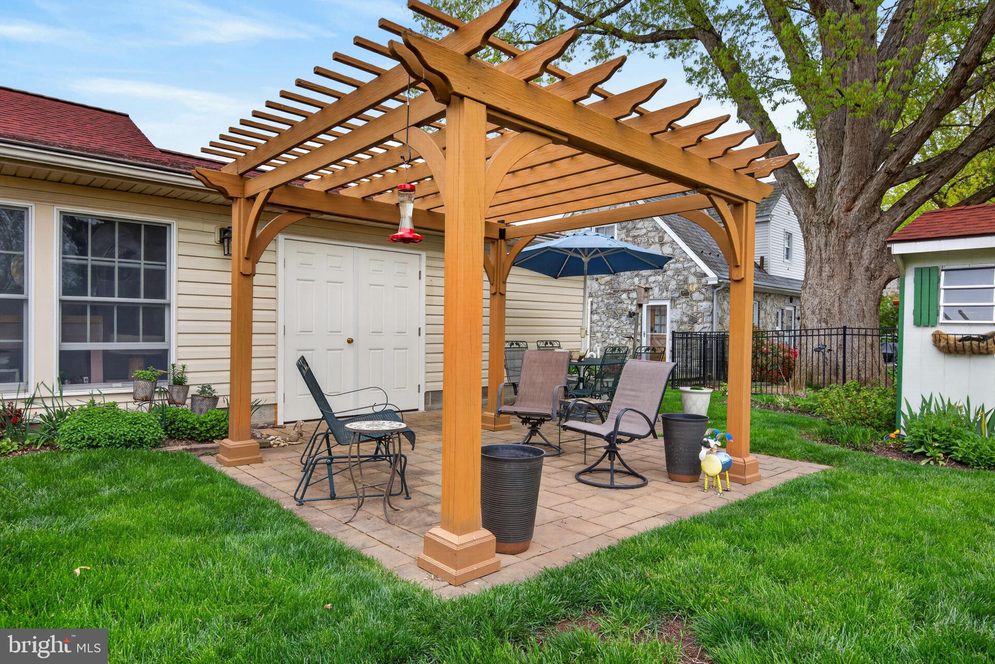 102 East Third Avenue Lititz, PA 17543 - Photo 42 of 45 a view of a patio with table and chairs under an umbrella