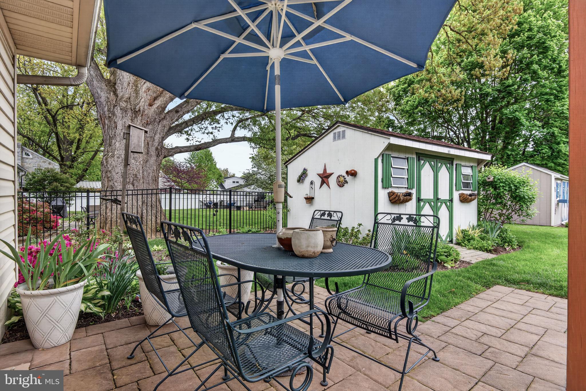 102 East Third Avenue Lititz, PA 17543 - Photo 44 of 45 a view of a patio with table and chairs under an umbrella