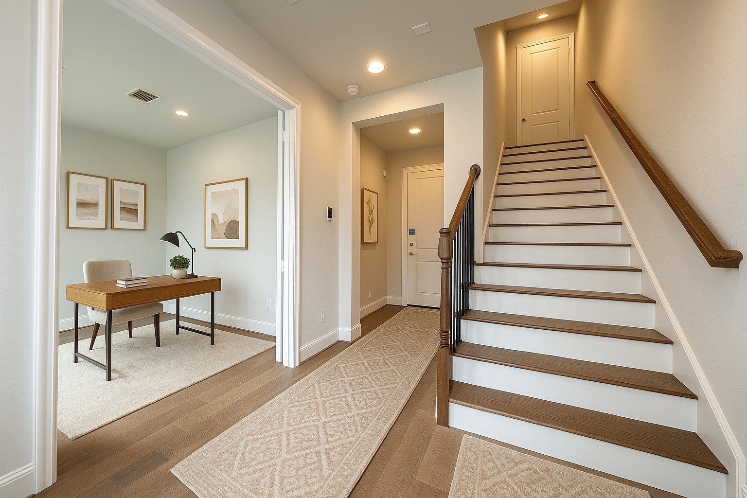 2747 Providence Street Houston, TX 77020 - Photo 3 of 16 a view of a hallway with wooden floor and furniture
