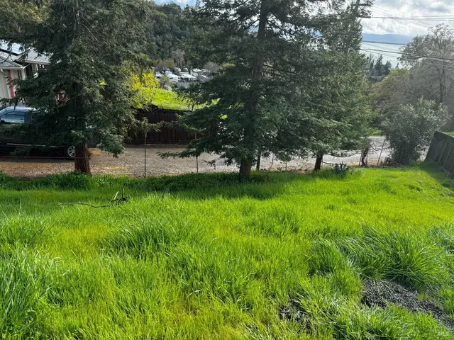 a view of a backyard with swimming pool