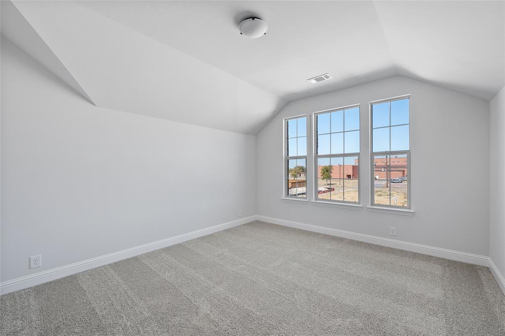 613 Brazos Drive Van Alstyne, TX 75495 - Photo 21 of 29 Additional living space with light carpet and vaulted ceiling