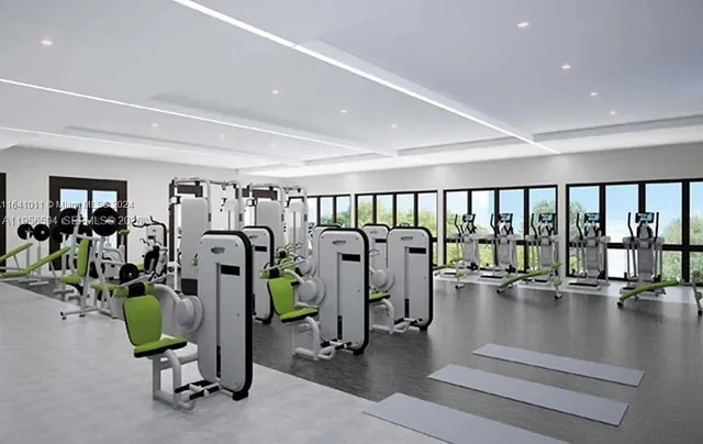a view of a room with gym equipment