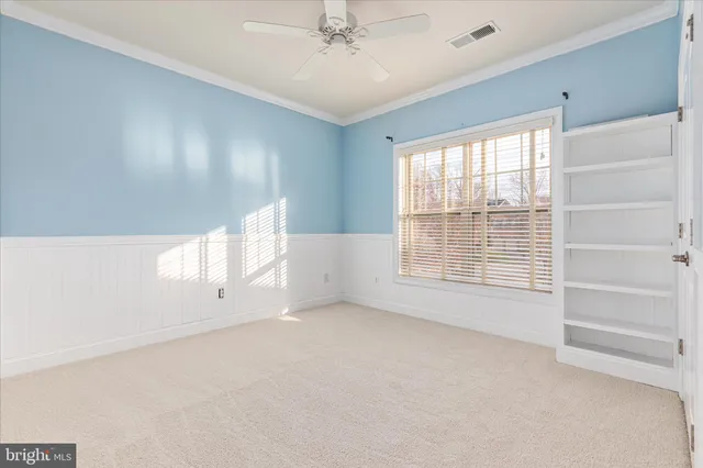 a view of a room with racks on the wall