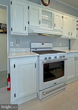 a stove top oven sitting inside of a kitchen