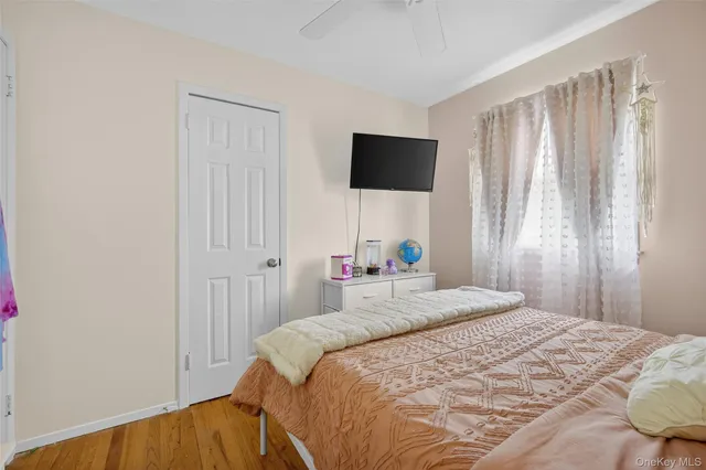 a view of an empty room with a bathroom