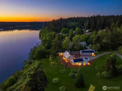 a view of a lake with outdoor space
