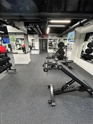 a view of a room with gym equipment