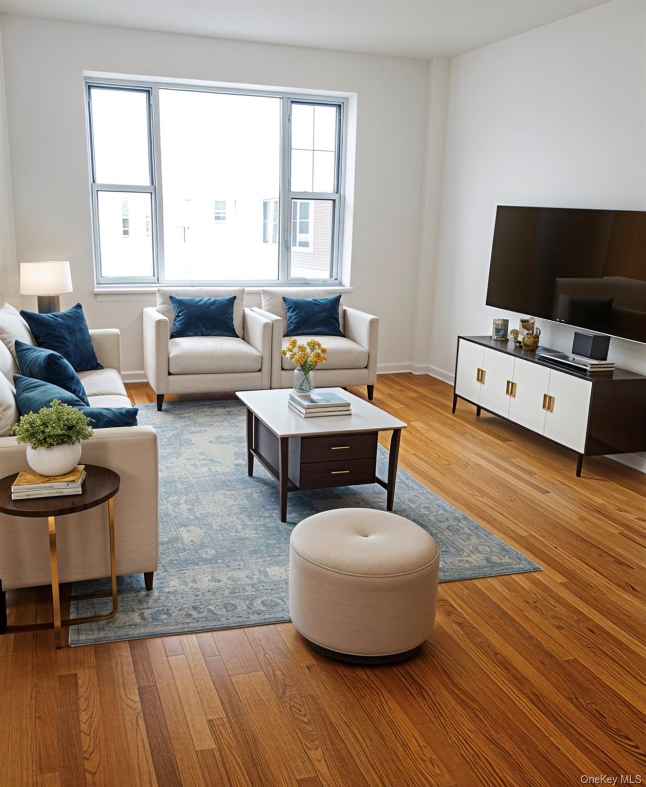 220 Pelham Road, Unit 6G New Rochelle, NY 10805 - Photo 3 of 24 a living room with furniture and a flat screen tv