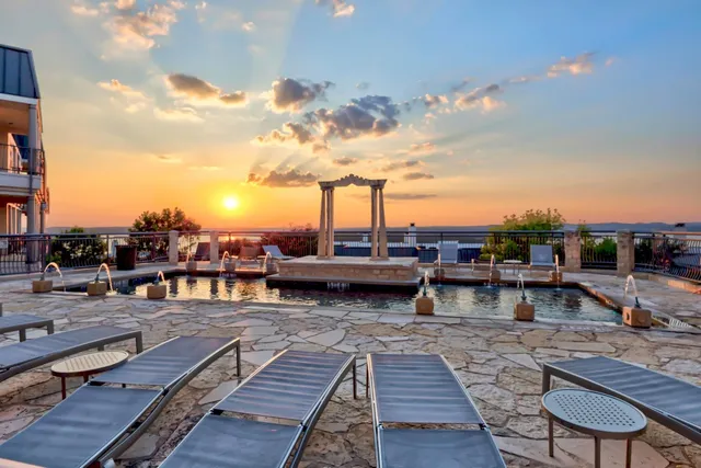 a view of a terrace with seating area