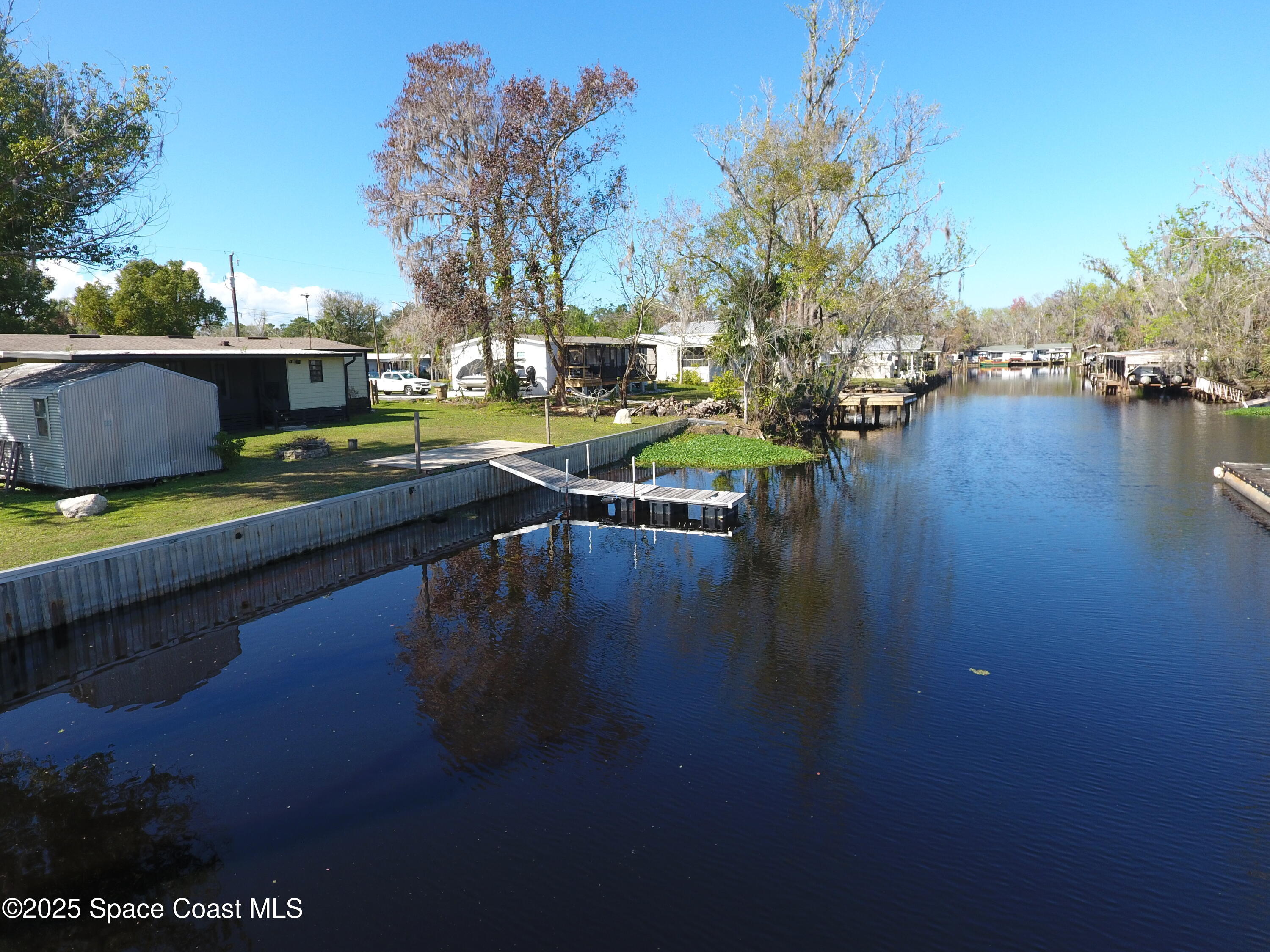 a view of a lake with houses