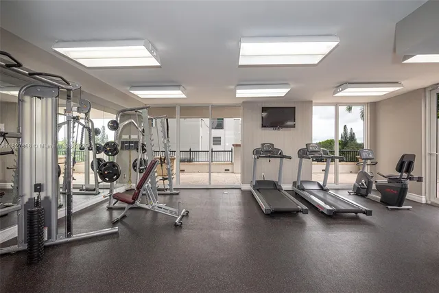 a view of a room with gym equipment