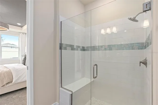a bathroom with a shower