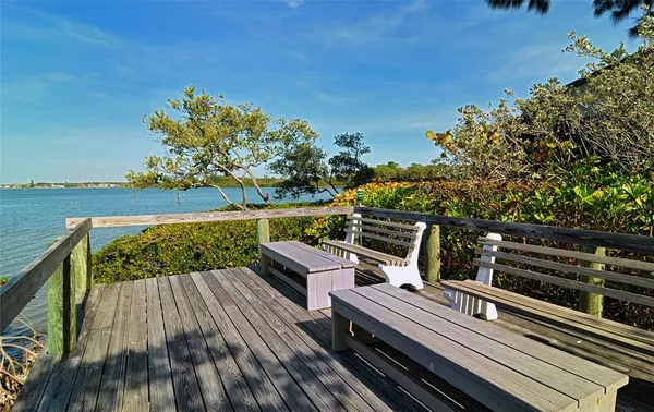 an outdoor space with seating
