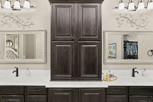 a view of wooden cabinets