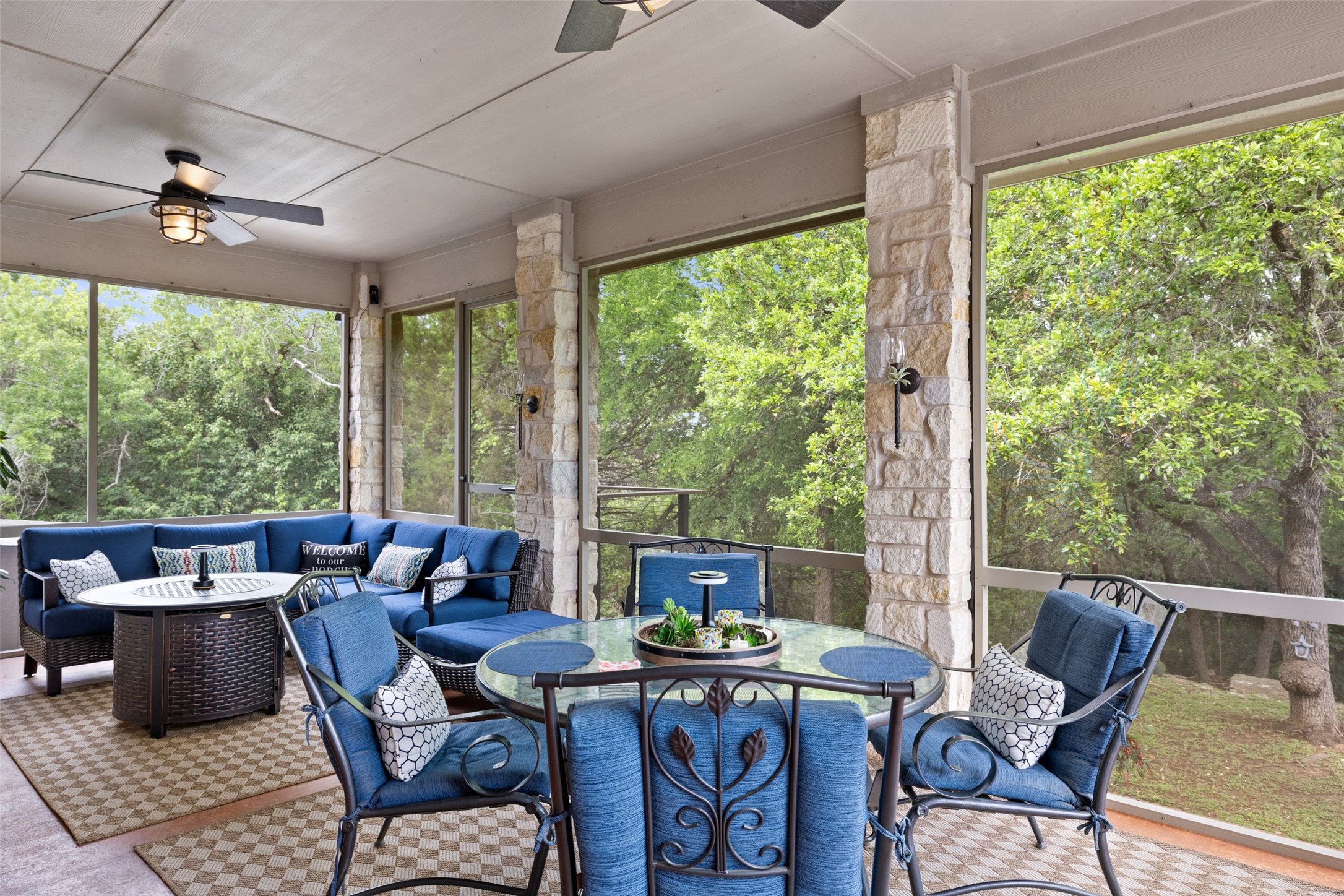 15208 Nightingale Lane Austin, TX 78734 - Photo 29 of 40 Sunroom / solarium with ceiling fan, outdoor lounge area, and healthy amount of natural light